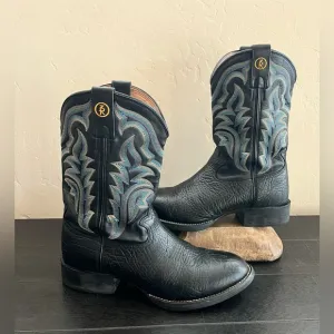 Tony Lama Men's Cowboy 3R Performance Working Roper Boots Black 9 D Western