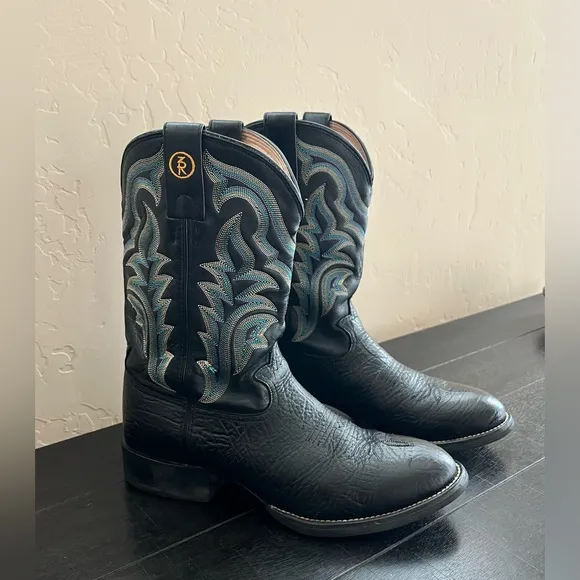 Tony Lama Men's Cowboy 3R Performance Working Roper Boots Black 9 D Western