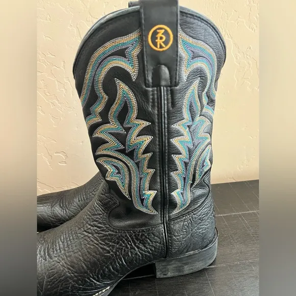 Tony Lama Men's Cowboy 3R Performance Working Roper Boots Black 9 D Western