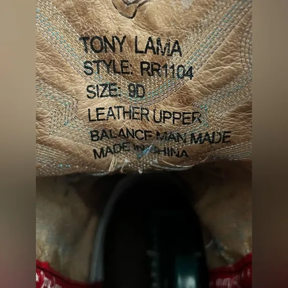 Tony Lama Men's Cowboy 3R Performance Working Roper Boots Black 9 D Western