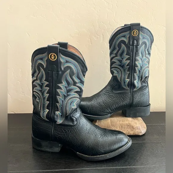 Tony Lama Men's Cowboy 3R Performance Working Roper Boots Black 9 D Western