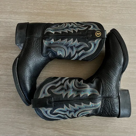 Tony Lama Men's Cowboy 3R Performance Working Roper Boots Black 9 D Western
