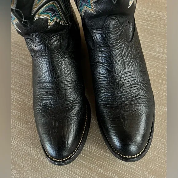 Tony Lama Men's Cowboy 3R Performance Working Roper Boots Black 9 D Western