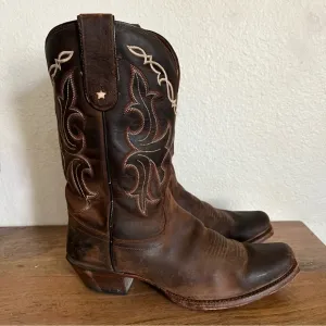 Tony Lama Women’s Brown Leather Square Toe Boots VF 6007 size 8.5 B