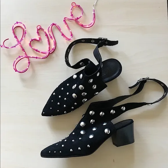 Topshop studded wraparound shoes with pointy toes
