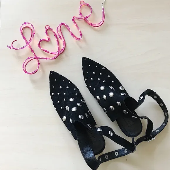 Topshop studded wraparound shoes with pointy toes