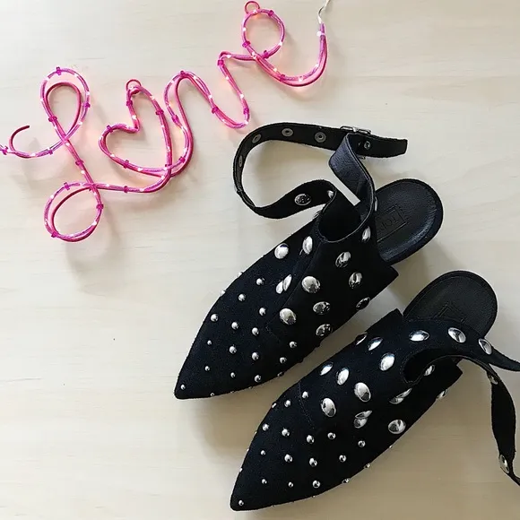 Topshop studded wraparound shoes with pointy toes