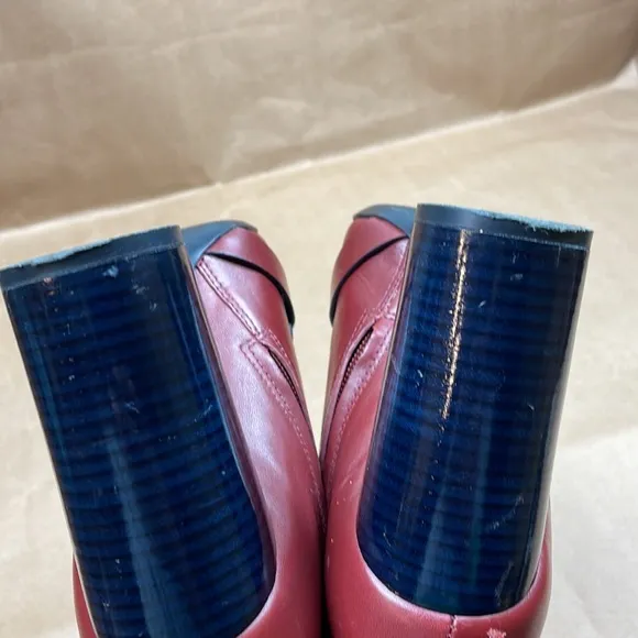 Tory Burch Burgandy Leather Ankle Boots