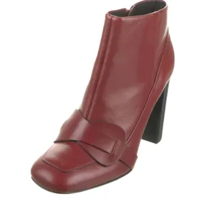 Tory Burch Burgandy Leather Ankle Boots