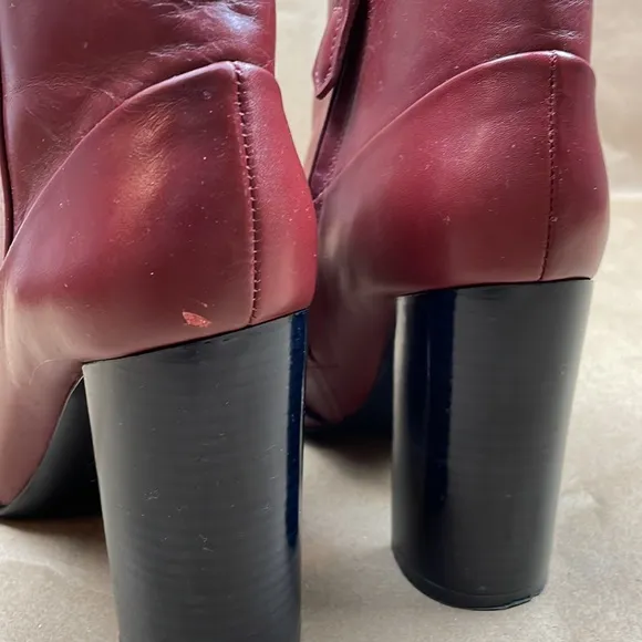 Tory Burch Burgandy Leather Ankle Boots