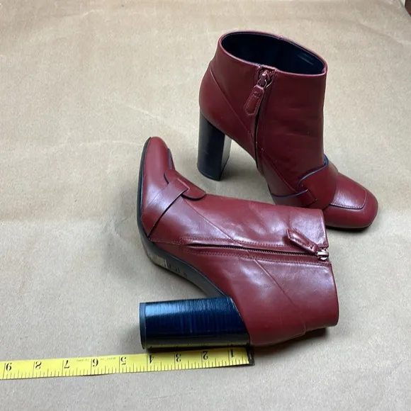 Tory Burch Burgandy Leather Ankle Boots
