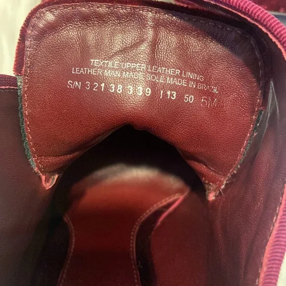Tory Burch Carley Burgundy Velvet Ankle Boots Size 5