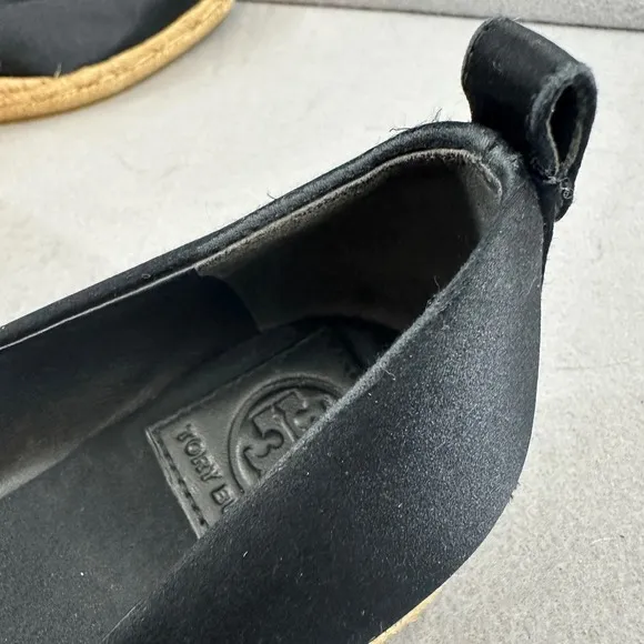 Tory Burch Espadrille Wedge Heel Black Comfortable Shoes Size 6.5