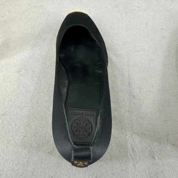 Tory Burch Espadrille Wedge Heel Black Comfortable Shoes Size 6.5