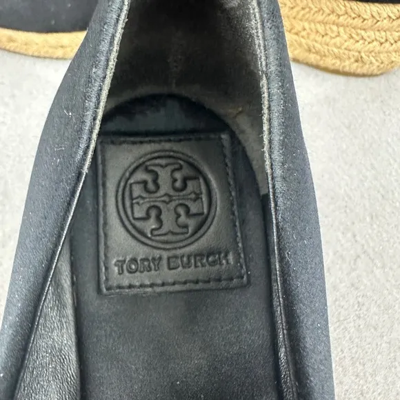 Tory Burch Espadrille Wedge Heel Black Comfortable Shoes Size 6.5