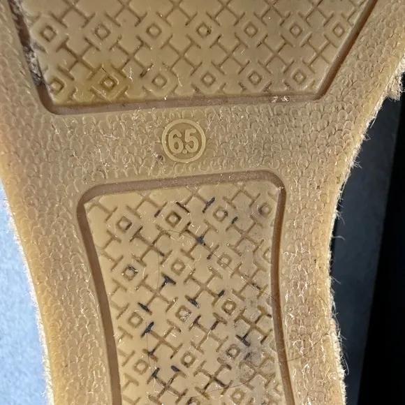 Tory Burch Espadrille Wedge Heel Black Comfortable Shoes Size 6.5