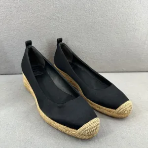 Tory Burch Espadrille Wedge Heel Black Comfortable Shoes Size 6.5