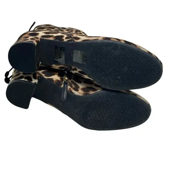 TORY BURCH LAILA 50 MM Bootie Boots Calf Hair size 8 block heel leopard print