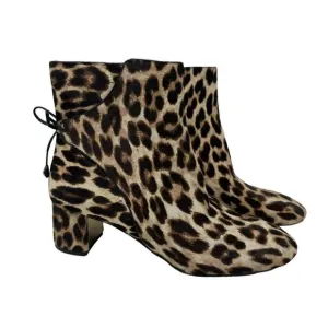 TORY BURCH LAILA 50 MM Bootie Boots Calf Hair size 8 block heel leopard print