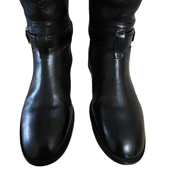Tory Burch Leather Alessandra Tall Riding Knee Boots in Black Size 7.5