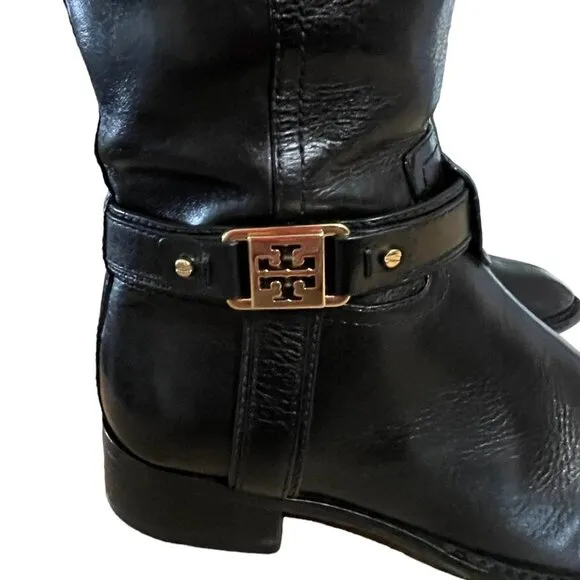 Tory Burch Leather Alessandra Tall Riding Knee Boots in Black Size 7.5