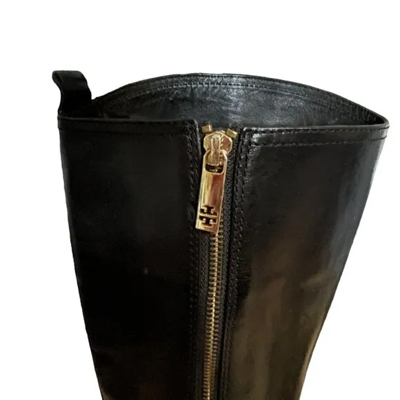 Tory Burch Leather Alessandra Tall Riding Knee Boots in Black Size 7.5