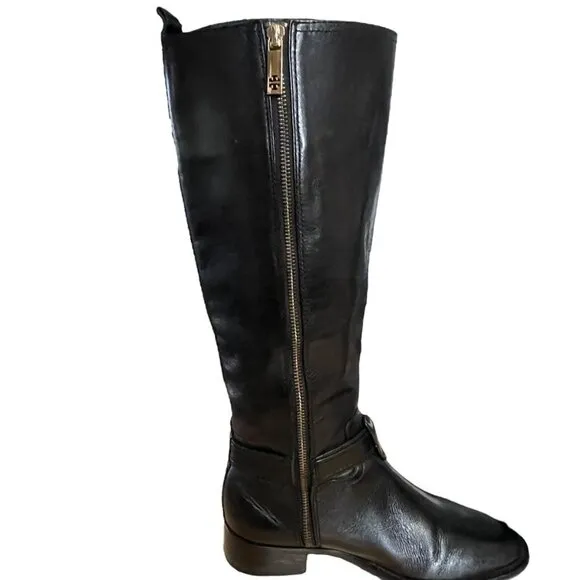 Tory Burch Leather Alessandra Tall Riding Knee Boots in Black Size 7.5