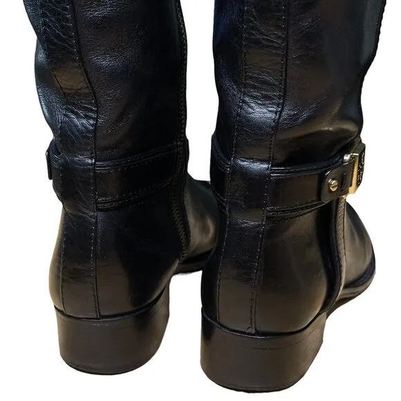 Tory Burch Leather Alessandra Tall Riding Knee Boots in Black Size 7.5