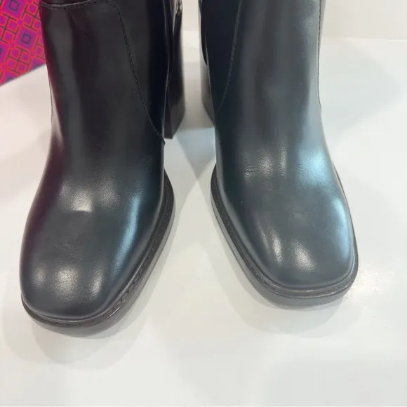 Tory Burch Leather Ankle Block Heeled Boots Chelsea - Sierra Antik