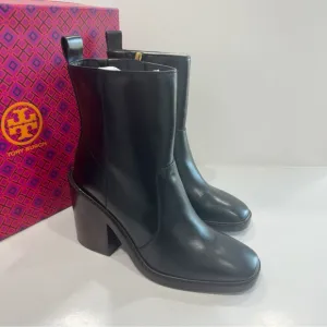 Tory Burch Leather Ankle Block Heeled Boots Chelsea - Sierra Antik