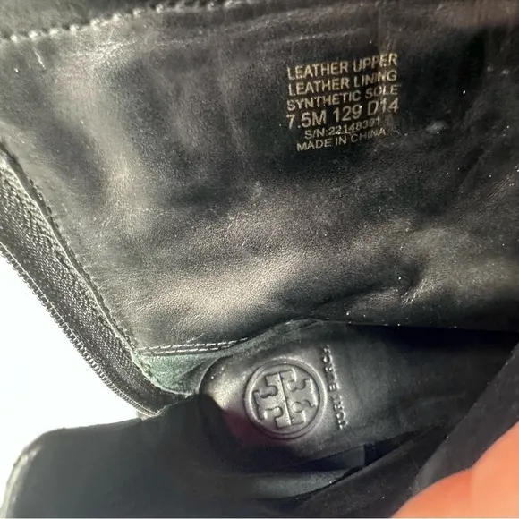 Tory Burch leather Selena biker moto boots ankle distressed black 7.5 strap zip