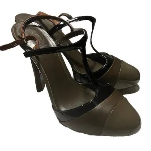 Tory Burch Lexa T-Bar 2 Tone Slingback Women’s Size 8 Brown Black All Leather