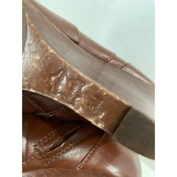 Tory Burch Milan Women’s Wedge Ankle Boots size 5 Logo Brown Genuine Leather