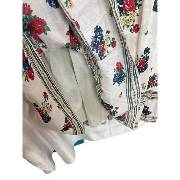 Tory Burch printed smocked dress ivory tea rose - Size S