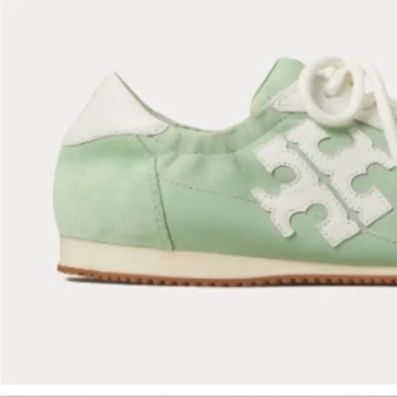 Tory Burch Tory Sneakers Mint Chip Suede Leather Shoes 6.5