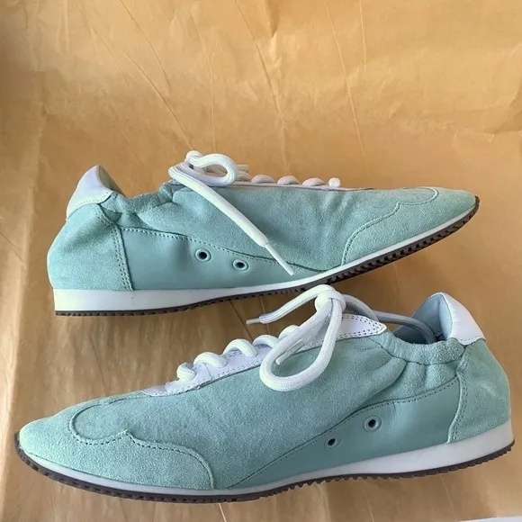 Tory Burch Tory Sneakers Mint Chip Suede Leather Shoes 6.5
