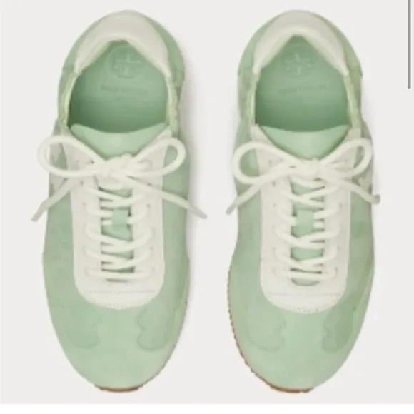 Tory Burch Tory Sneakers Mint Chip Suede Leather Shoes 6.5