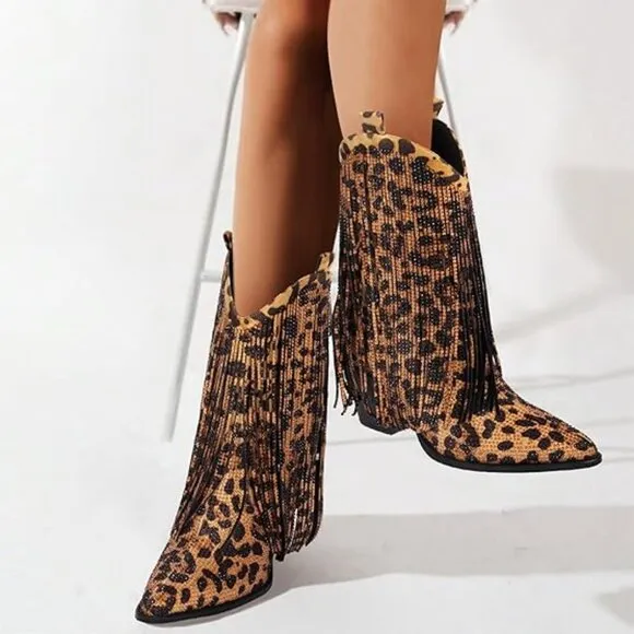 Trendy Western Leopard Boots