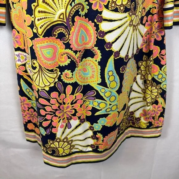 Trina Turk Women’s Melia Print Floral Paisley Jersey Shift Dress 3/4 Sleeve 6