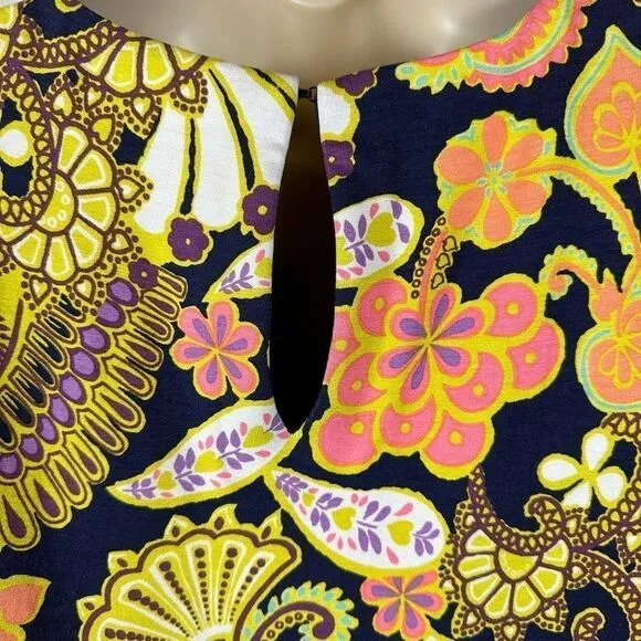Trina Turk Women’s Melia Print Floral Paisley Jersey Shift Dress 3/4 Sleeve 6