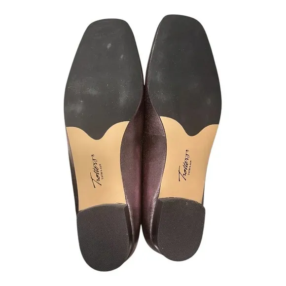 Trotters Honor Pewter Women's Leather Flexible Square Toe Flat Shoes Size 10M