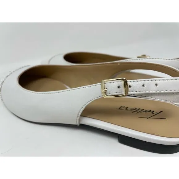 Trotters Womens Halsey Flat White Adjustable Ankle Strap Size 8.5