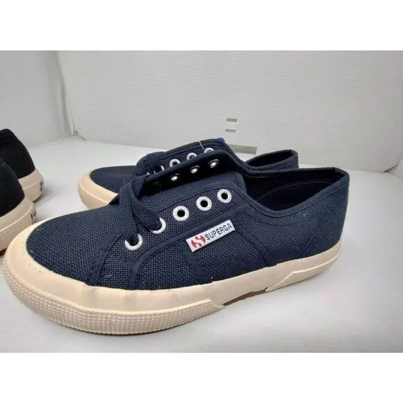 TWO PAIRS! SUPERGA 2750 COTU CLASSIC NAVY &amp; BLACK  UNISEX USAM 3.5 USAW 5 NOOB
