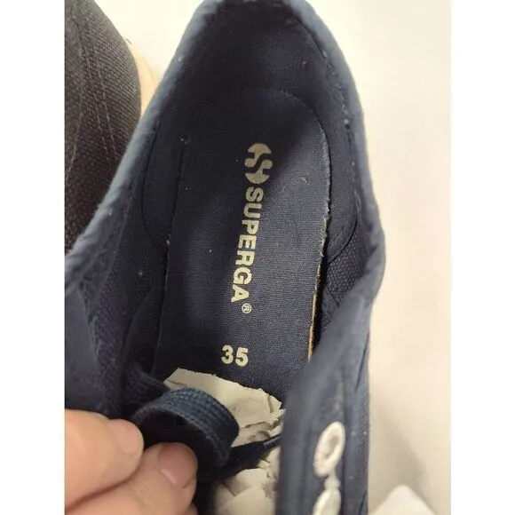 TWO PAIRS! SUPERGA 2750 COTU CLASSIC NAVY &amp; BLACK  UNISEX USAM 3.5 USAW 5 NOOB