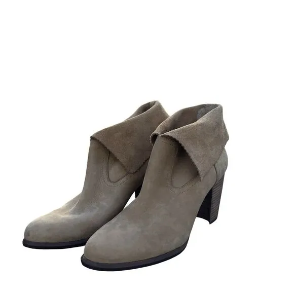 UGG 1007071 Thames Nubuck Suede Leather Foldover Heeled Ankle Boots Wet Sand