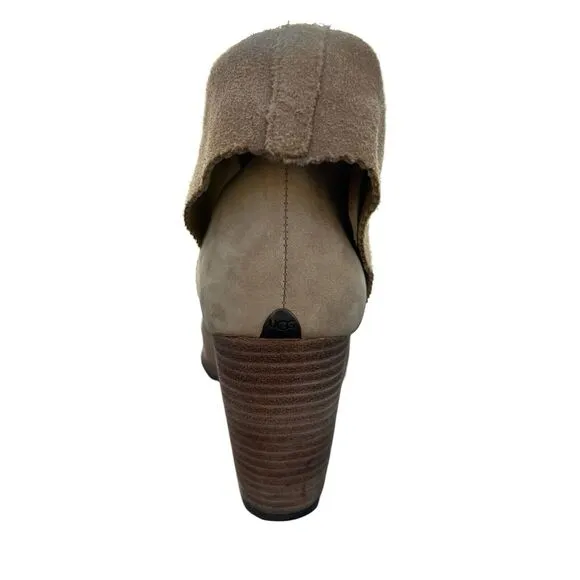 UGG 1007071 Thames Nubuck Suede Leather Foldover Heeled Ankle Boots Wet Sand