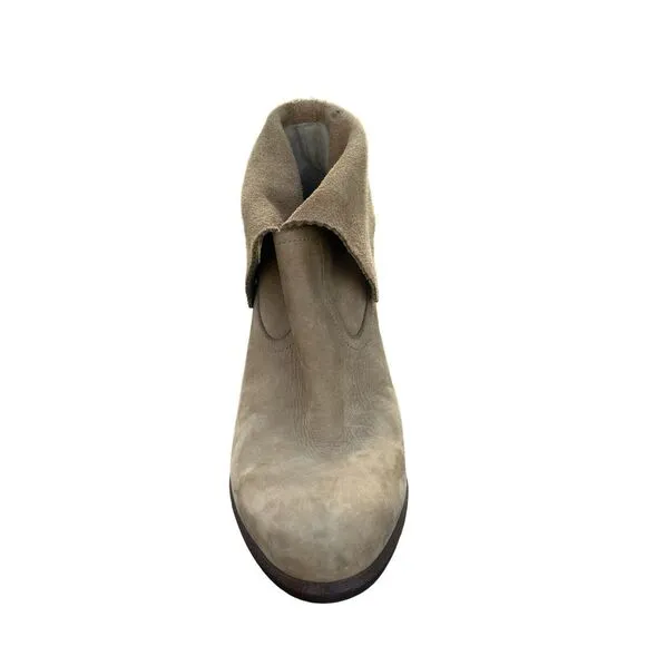 UGG 1007071 Thames Nubuck Suede Leather Foldover Heeled Ankle Boots Wet Sand