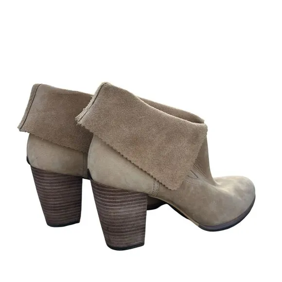 UGG 1007071 Thames Nubuck Suede Leather Foldover Heeled Ankle Boots Wet Sand