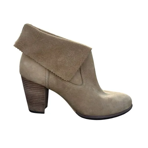 UGG 1007071 Thames Nubuck Suede Leather Foldover Heeled Ankle Boots Wet Sand