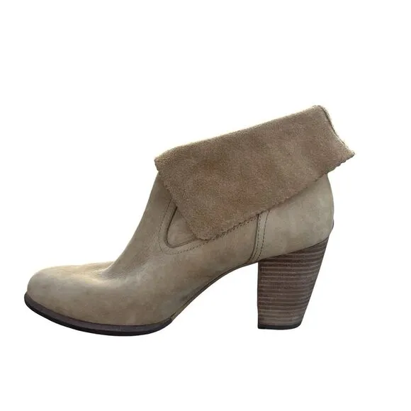 UGG 1007071 Thames Nubuck Suede Leather Foldover Heeled Ankle Boots Wet Sand